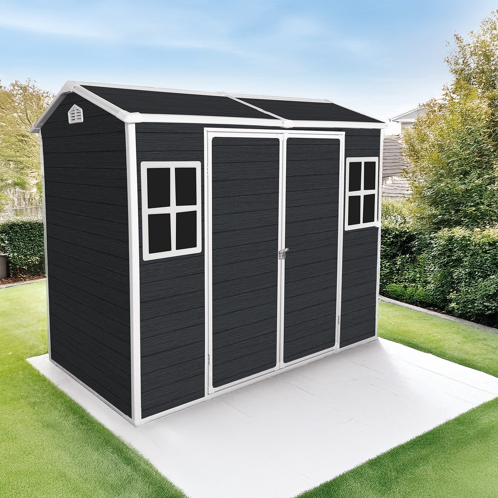 8x4ft Outdoor Resin Garden Shed with Floor and 2 Windows by HouseOfZazla