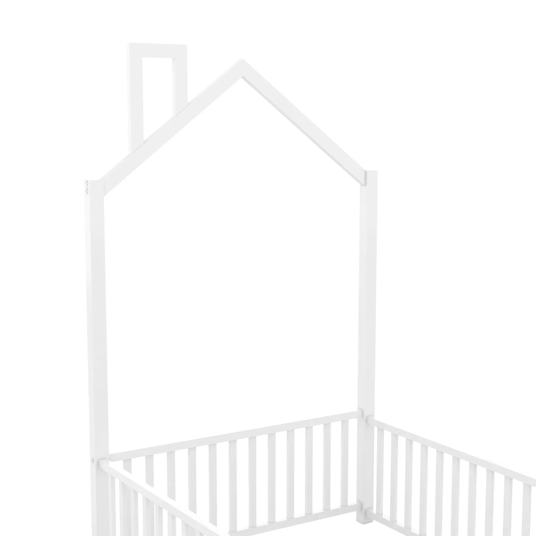 Metal House Platform Bed With Guardrail And Chimney by HouseOfZazla