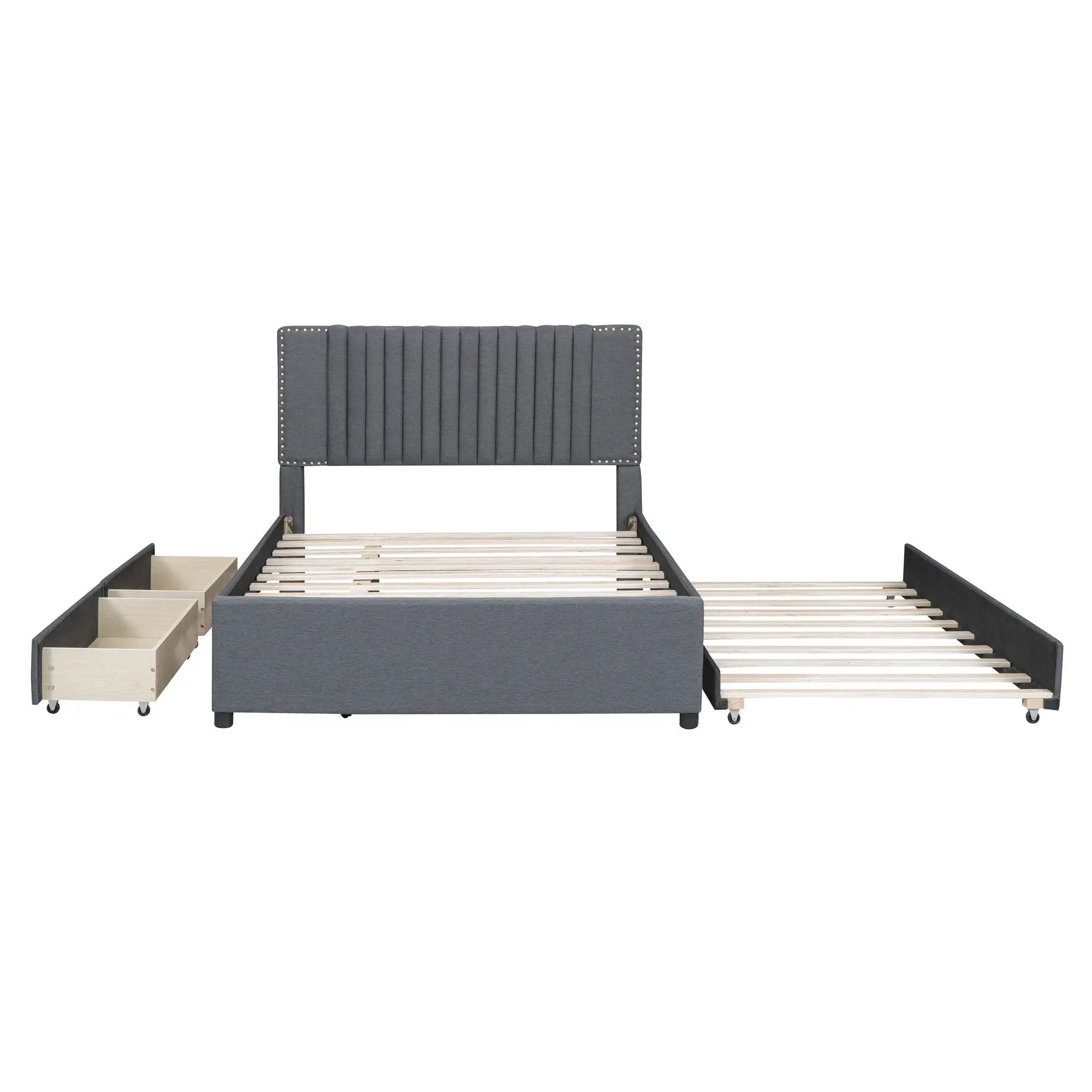 Upholstered Platform Bed With Drawers, Classic Headboard Design by Unique Piece Furniture
