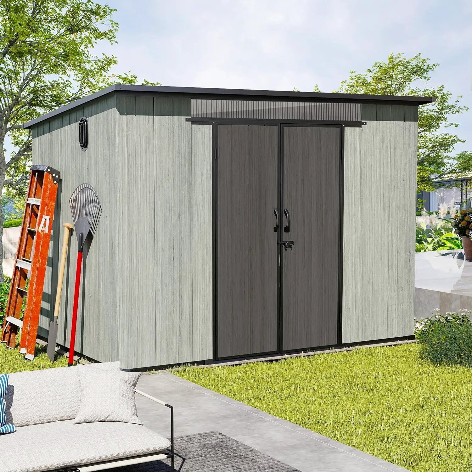6x9FT Outdoor Resin Storage Shed with Transparent Windows & Louvered Vents by HouseOfZazla