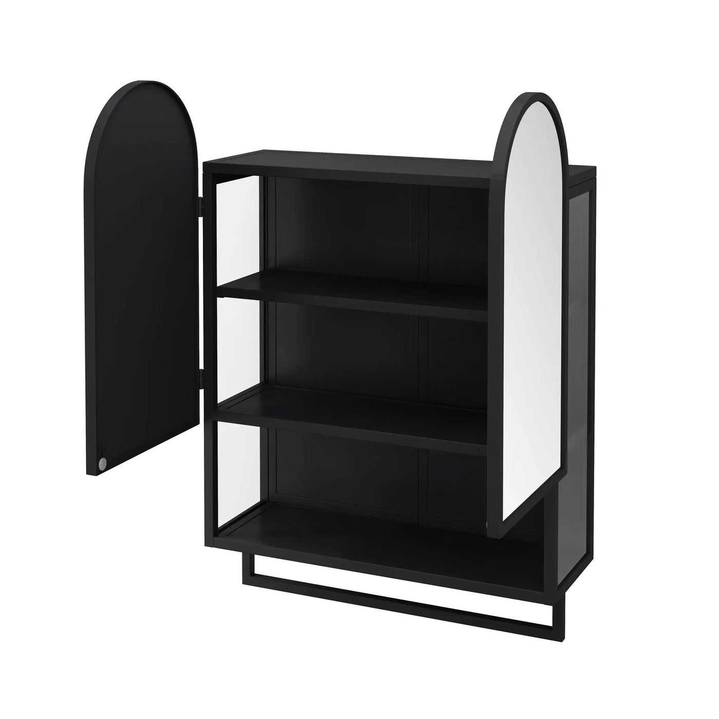 Double Arched Mirror Wall Cabinet With 2 Doors, Featuring Adjustable Shelves And Towel Rack by HouseOfZazla