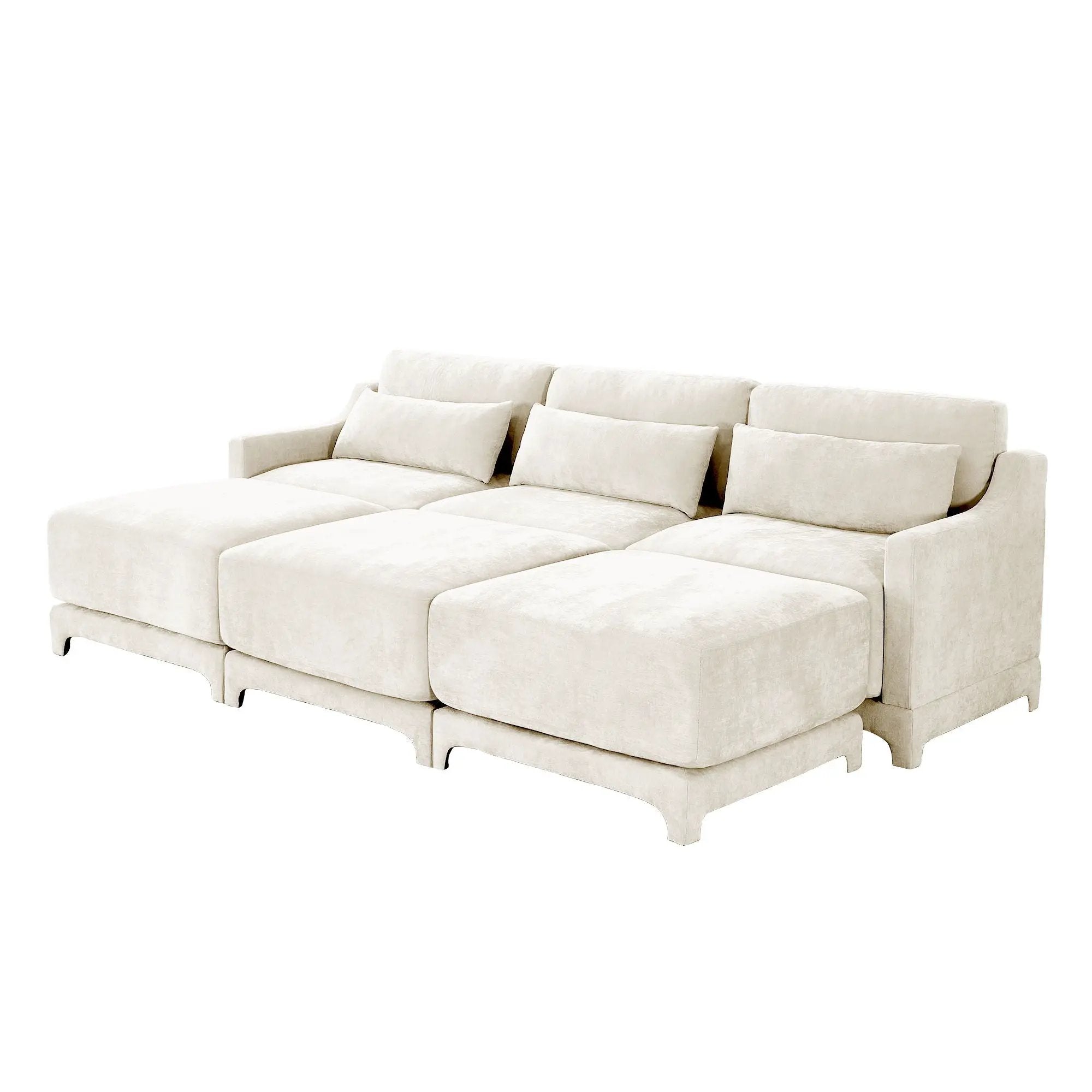 Stylish Sofa With Ottoman And Lumbar Pillows, Ergonomic Design by HouseOfZazla
