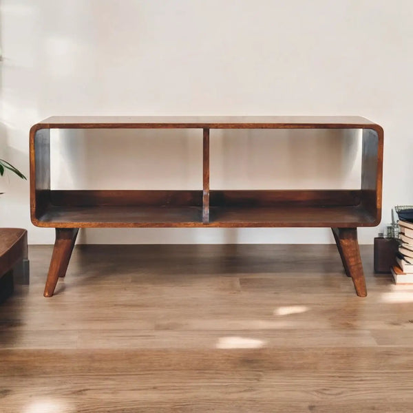 Solid Wood Curved Chestnut Media Unit