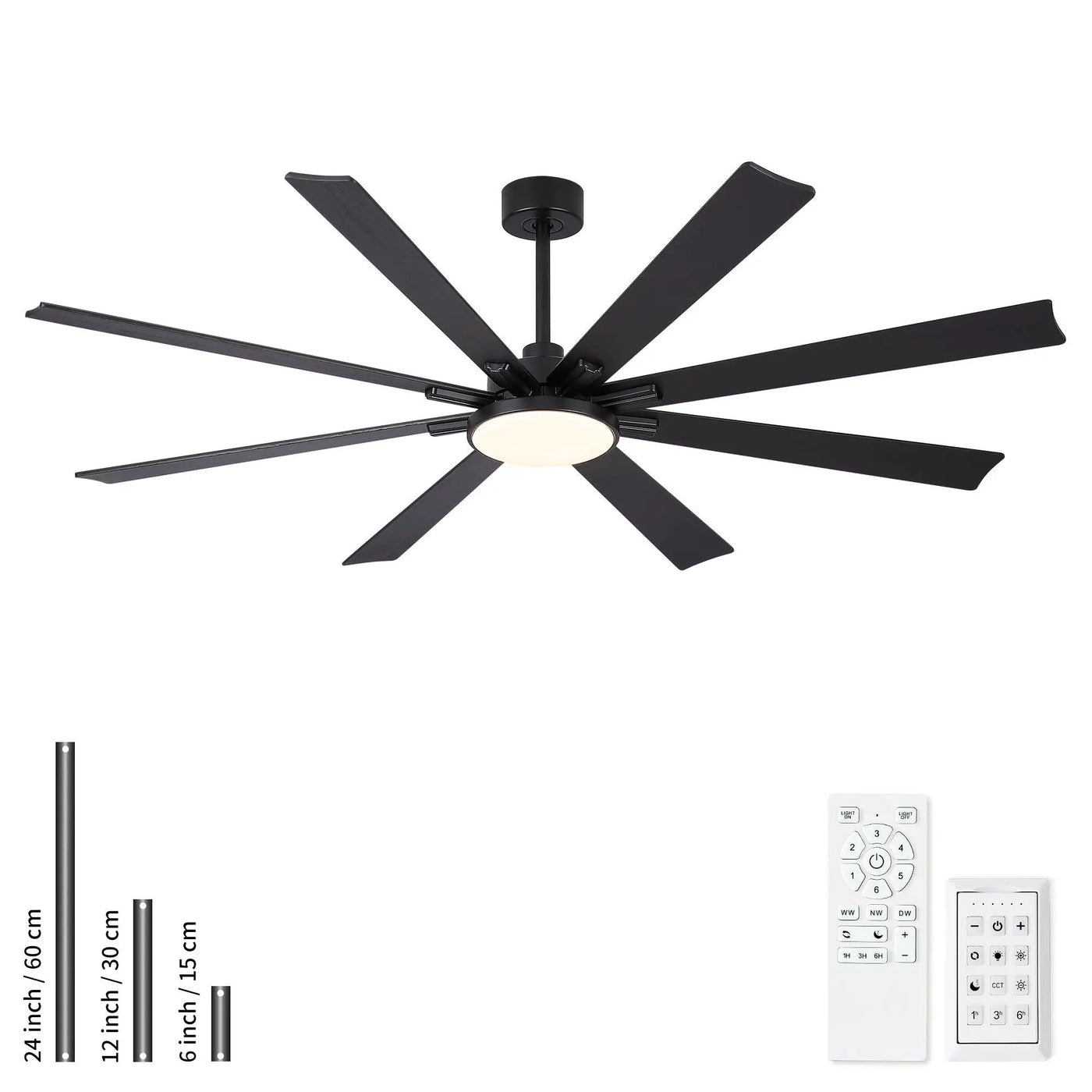 Large Ceiling Fan With Dimmable LED Light 8 Blades Remote Control, Reversible DC Motor by HouseOfZazla