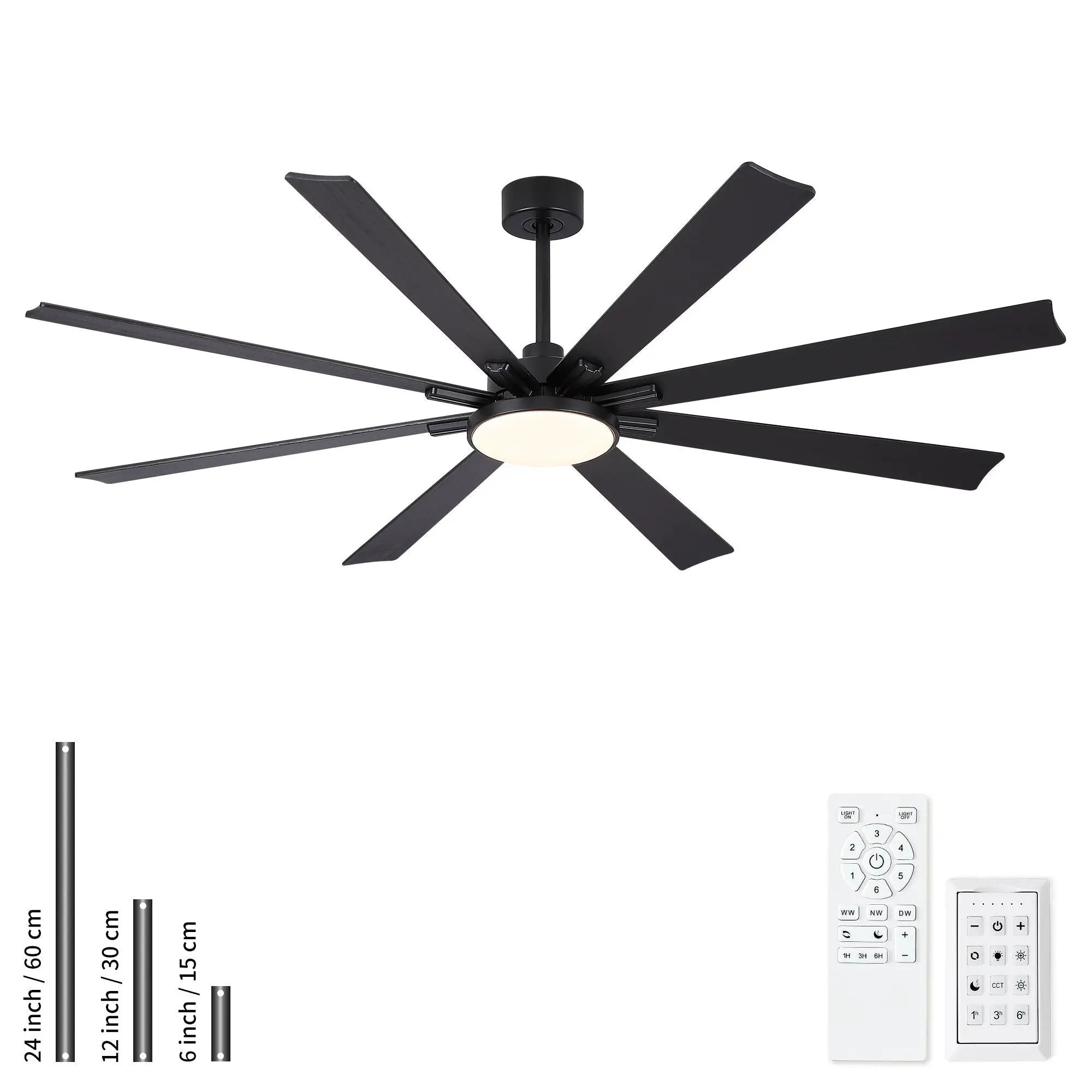 Large Ceiling Fan With Dimmable LED Light 8 Blades Remote Control, Reversible DC Motor by HouseOfZazla