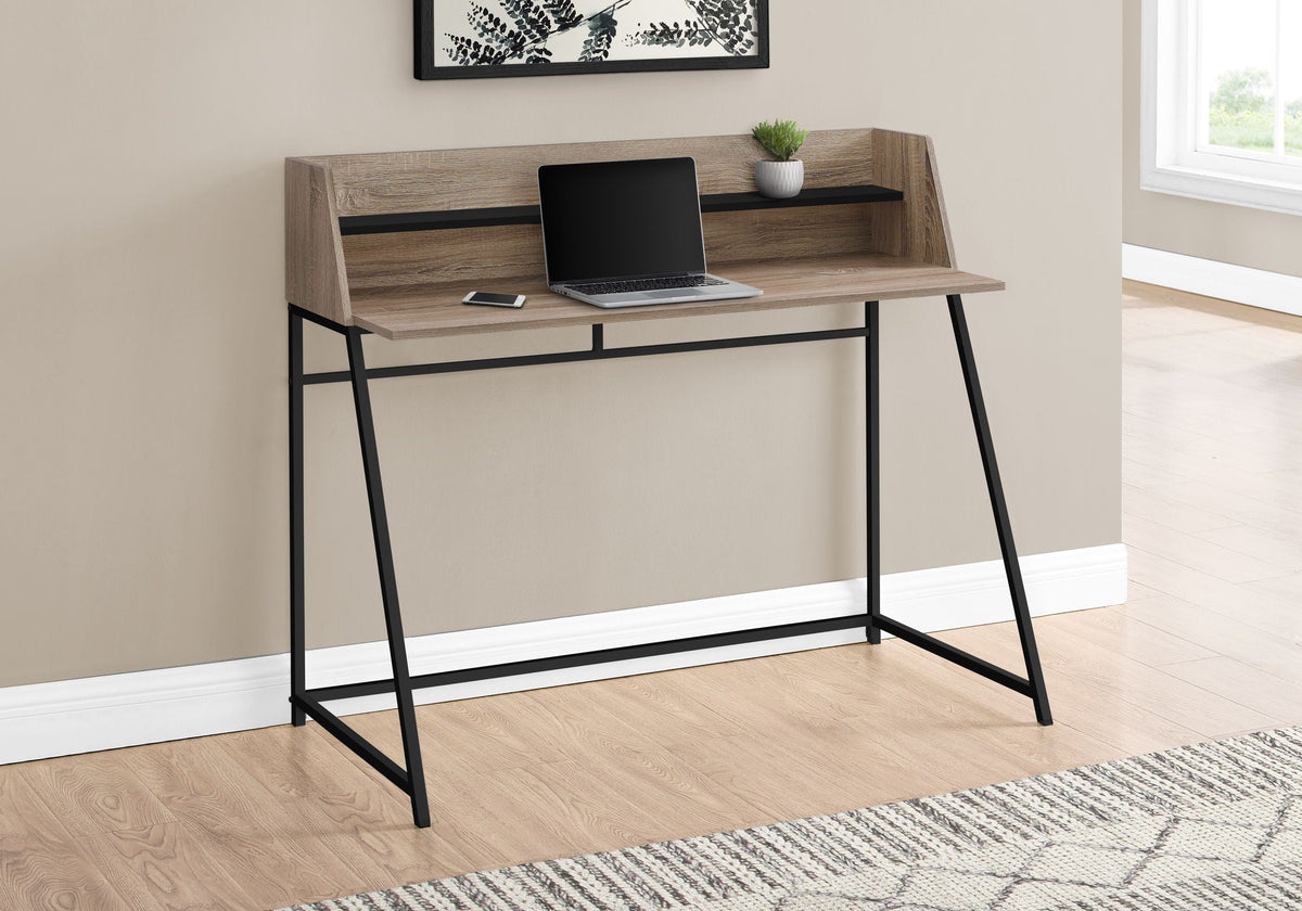 Modern Computer Desk with Storage Shelves – Wood & Metal, White/Black/Light Brown, photo 8 of 12