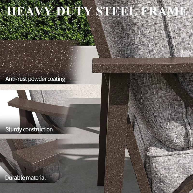 All Weather Armchairs With Cushions, Sculptural Design (Set of 2) - Gray / Khaki by HouseOfZazla
