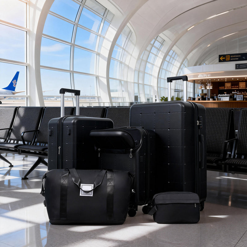 Hardside Luggage Set 5 Piece with USB Port & TSA Lock - Black, photo 9 of 10
