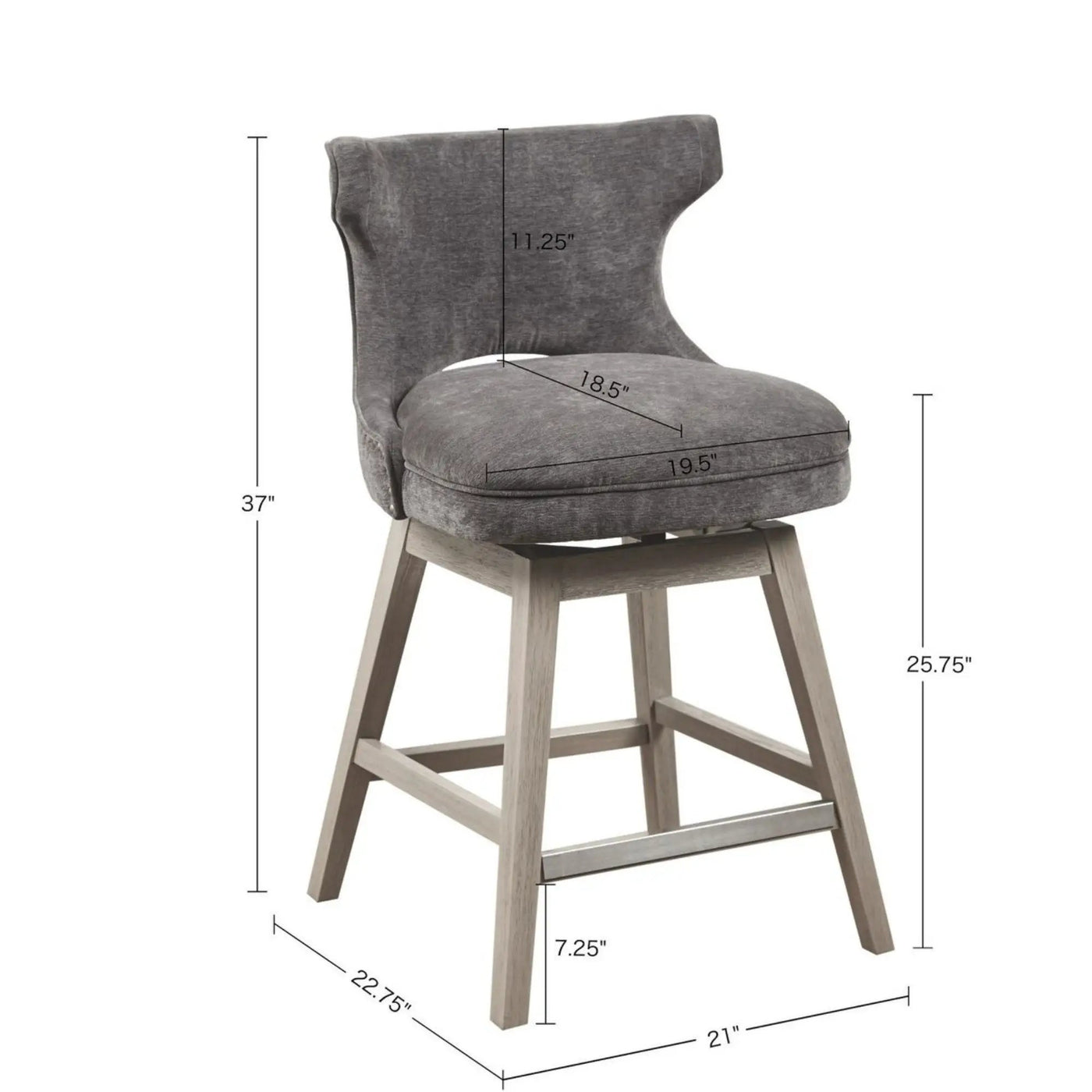 360 Degree Swivel Counter Stool With Silver Detailing by HouseOfZazla