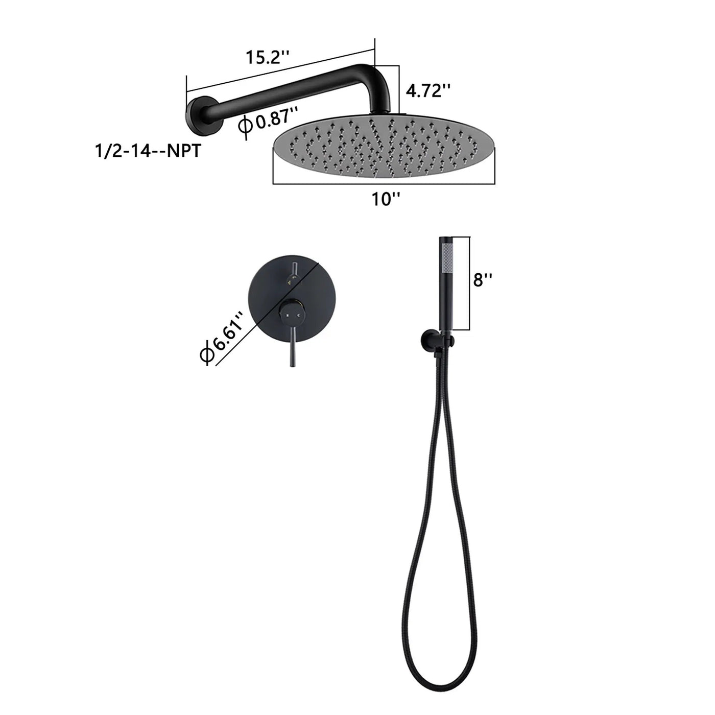 Elegant 10" Round Rain Shower Head And Handheld Set With Adjustable Tilt And Dual Modes by HouseOfZazla