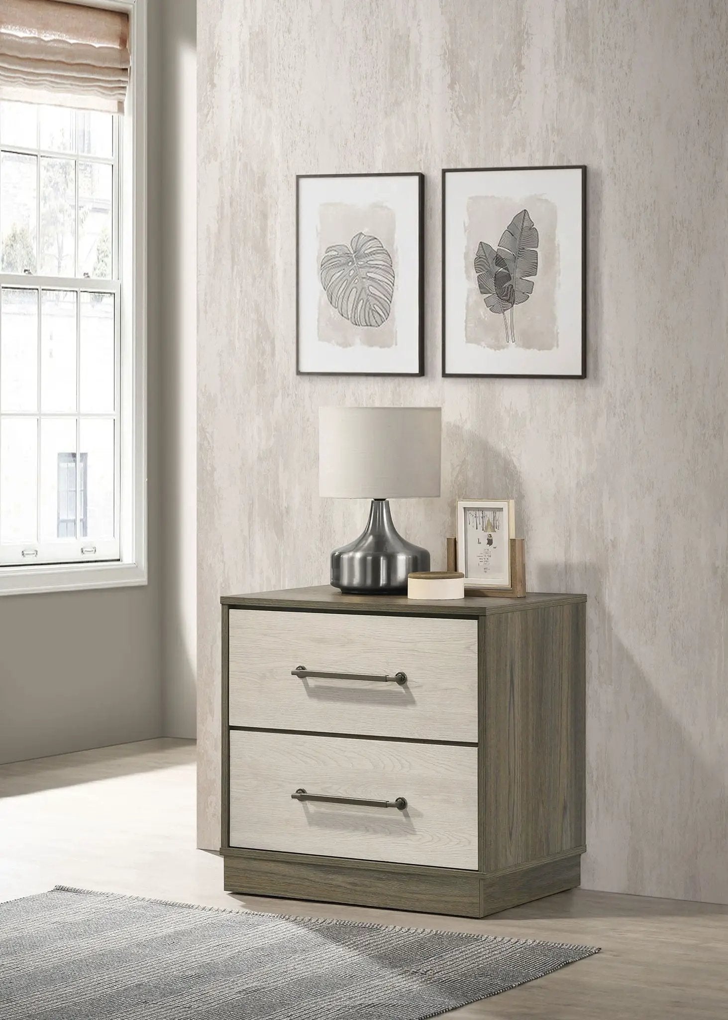 Fenwick 2-drawer Nightstand Bedside Table Grey Oak by Unique Piece Furniture