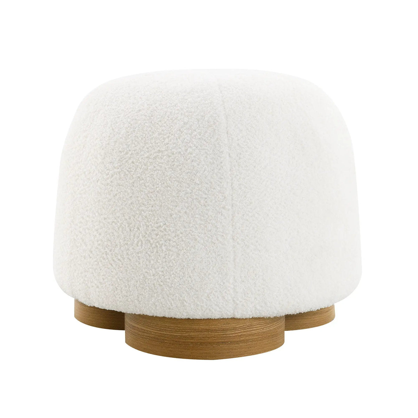 Round Soft Teddy Fabric Upholstered Ottoman With Metal Accents by HouseOfZazla