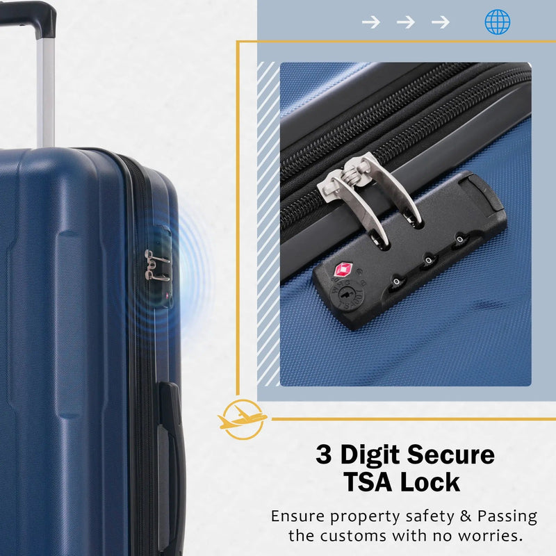 2 Piece Luggage Set With Bags Expanable Spinner Wheels ABS Lightweight Suitcase With Tsa Lock 20" / 28" by HouseOfZazla