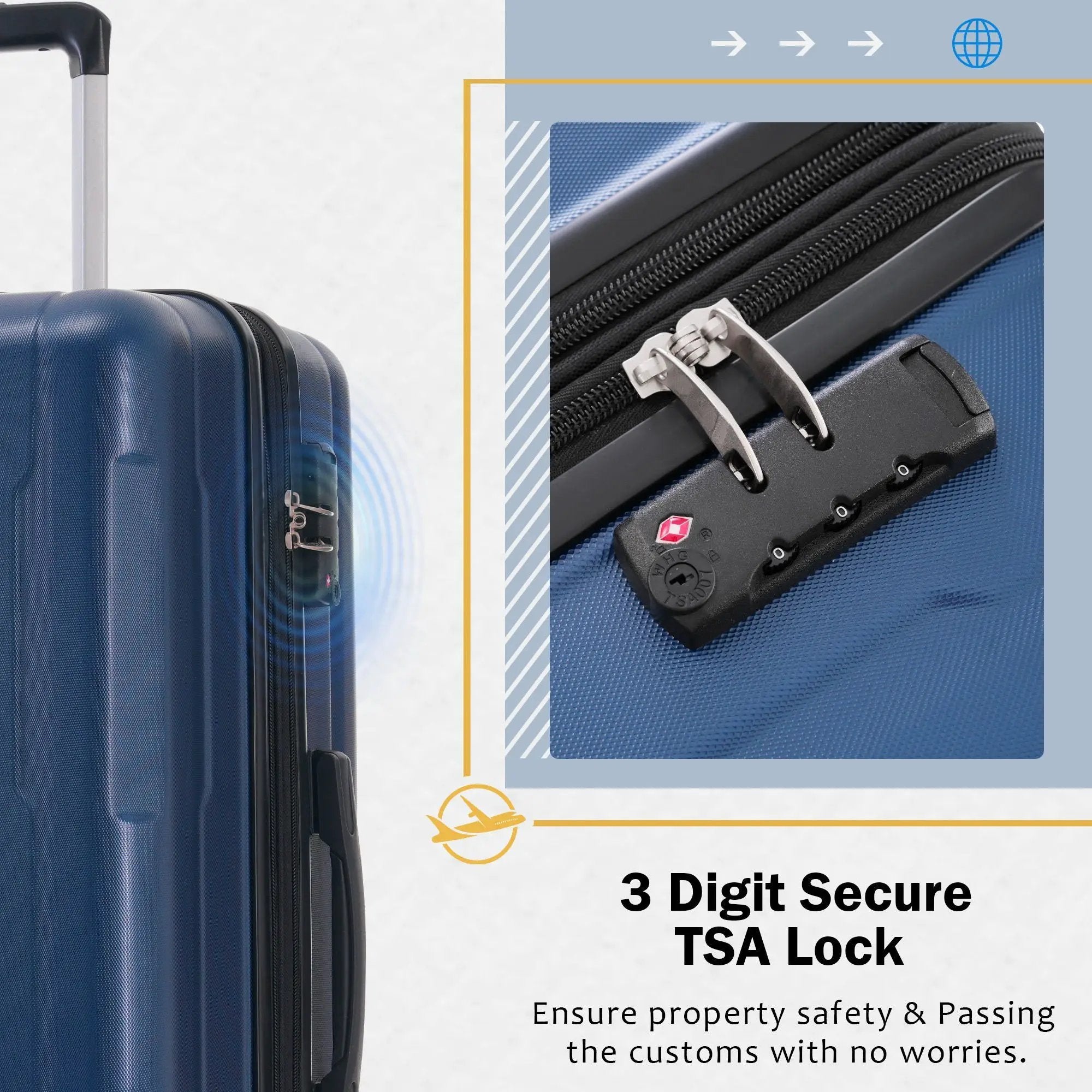 2 Piece Luggage Set With Bags Expanable Spinner Wheels ABS Lightweight Suitcase With Tsa Lock 20" / 24" by HouseOfZazla