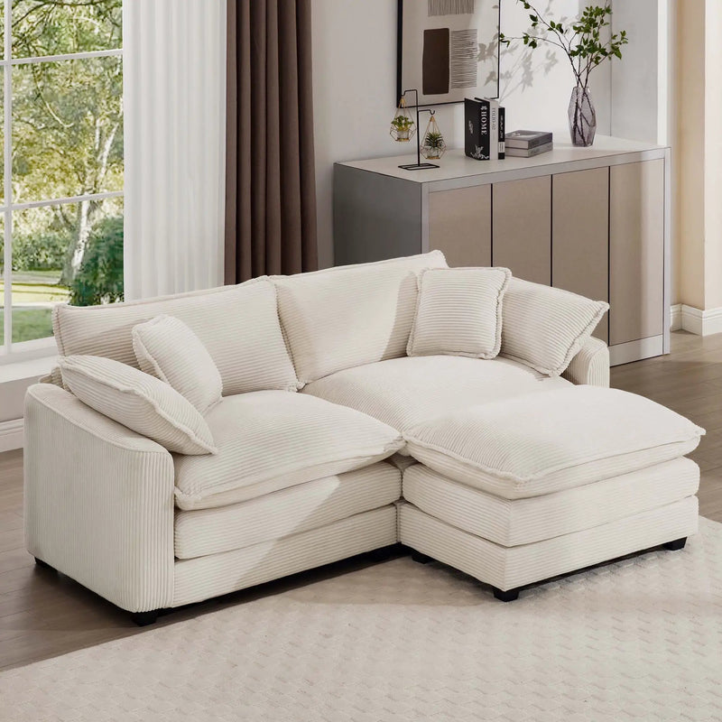 Modern Oversized Modular Cushion Sofa With Ottoman, Low Back, Deep Seating Sofa Set by HouseOfZazla
