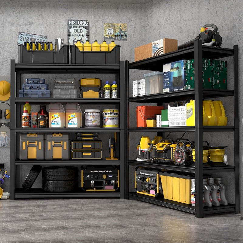 Shelves With 5 Removable Dividers, Durable For Garage - Black by HouseOfZazla