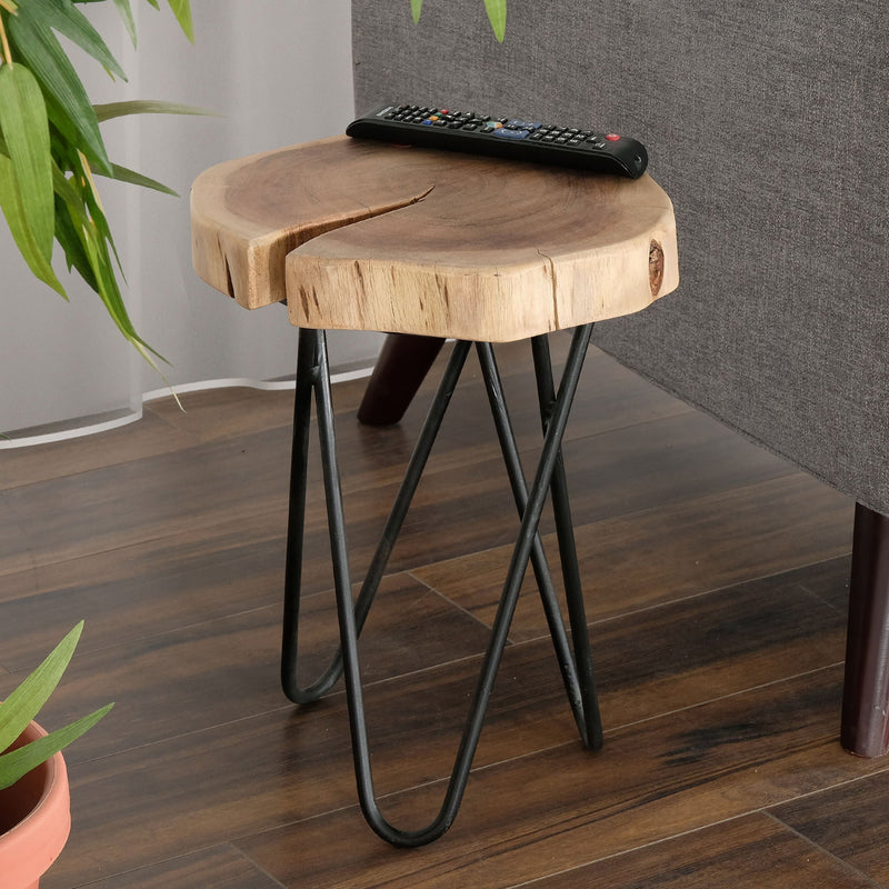 Rustic Accent Round Table With Iron Hairpin Legs by HouseOfZazla