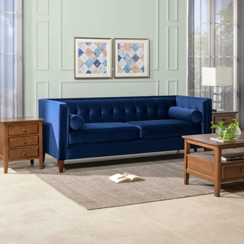 Jack - Modern Tuxedo Tufted Sofa - Navy Blue by Unique Piece Furniture