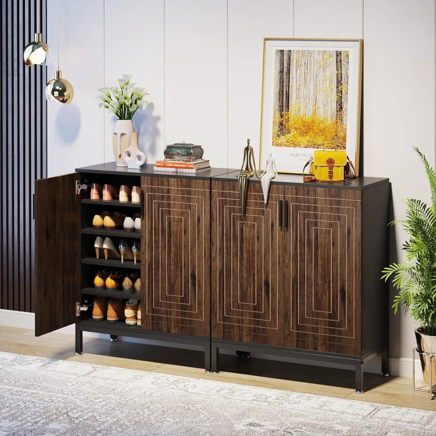 Shoe Cabinet With Doors, 5 Tiers Shoe Storage Organizer by HouseOfZazla