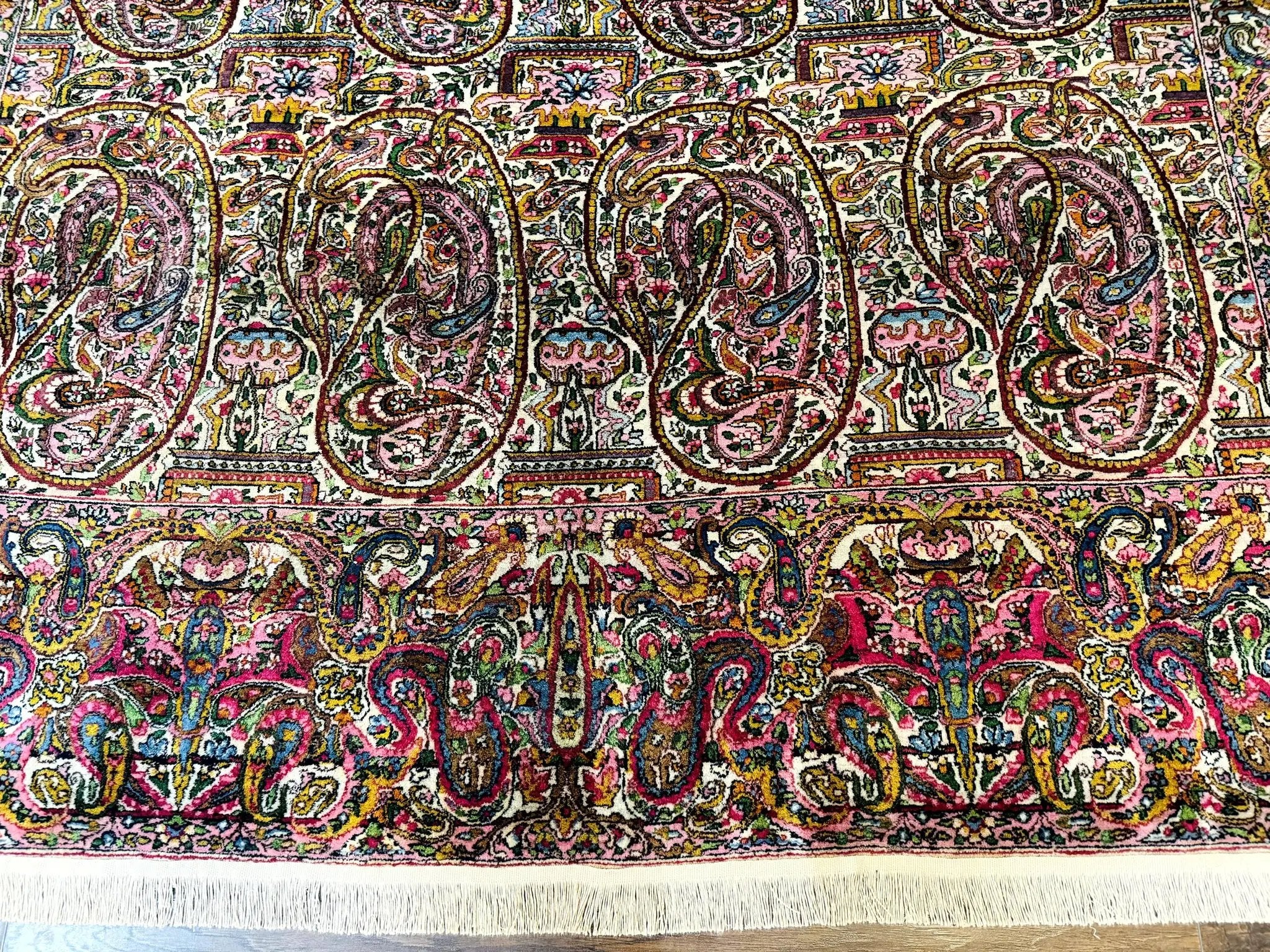 Rare Antique Persian Kerman Lavar Rug 9x12, Boteh Paisley Design by Jewel Rugs
