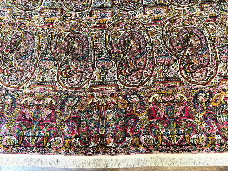 Rare Antique Persian Kerman Lavar Rug 9x12, Boteh Paisley Design by Jewel Rugs
