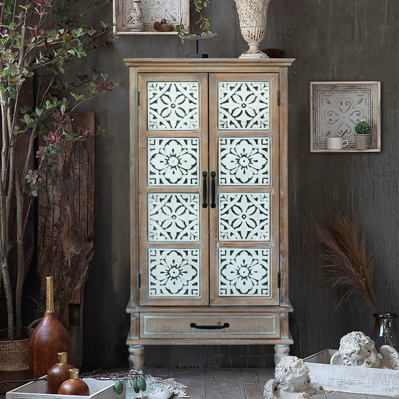 55.12'' Tall Tower Storage Cabinet - Rustic Wood Sideboard by HouseOfZazla