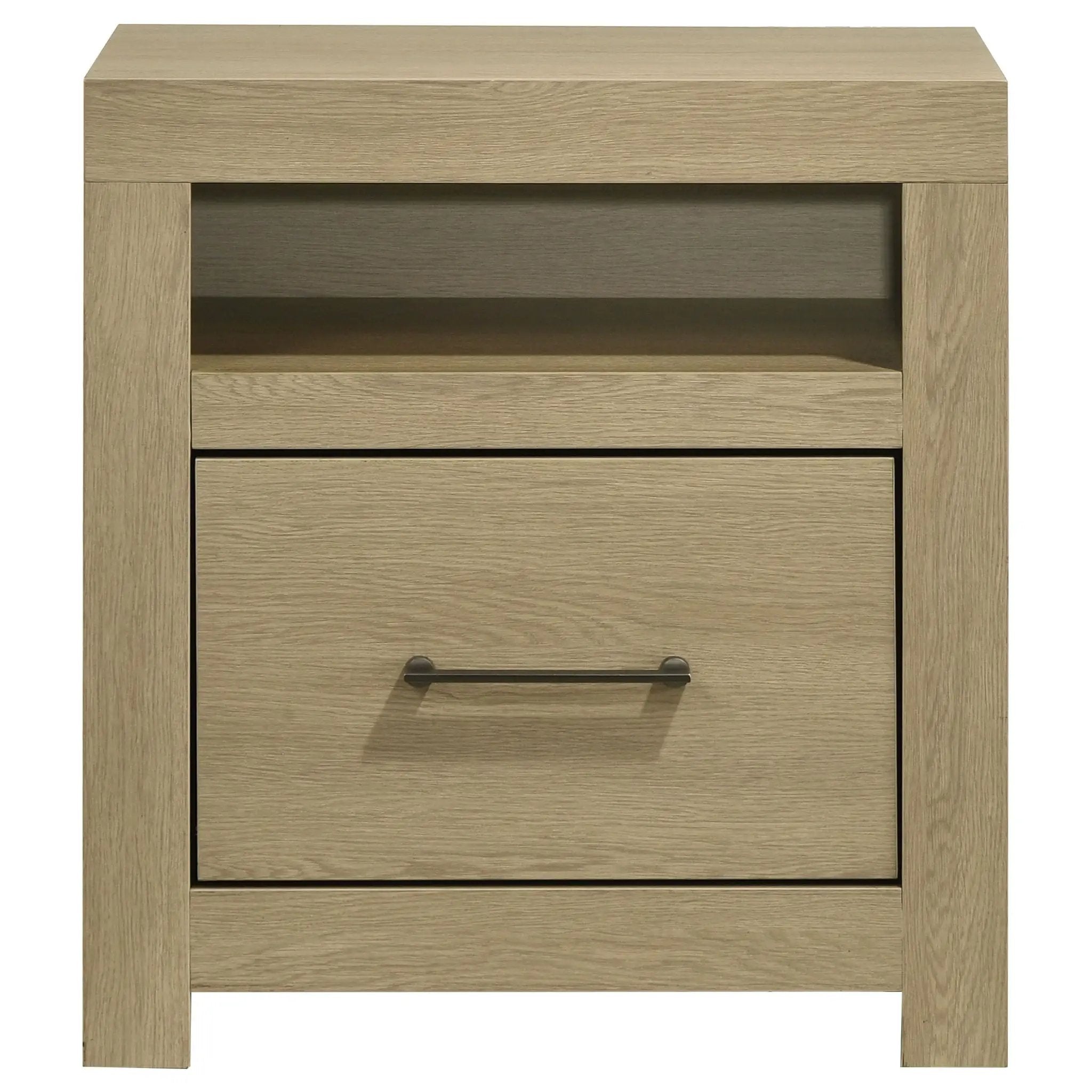Hendricks 1-drawer Nightstand Bedside Table with Cubby Light Oak by Unique Piece Furniture