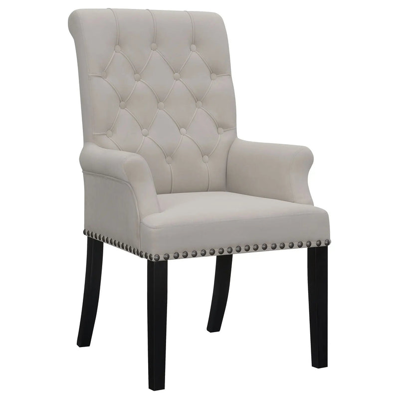 Alana Velvet Upholstered Dining Arm Chair Sand by Unique Piece Furniture
