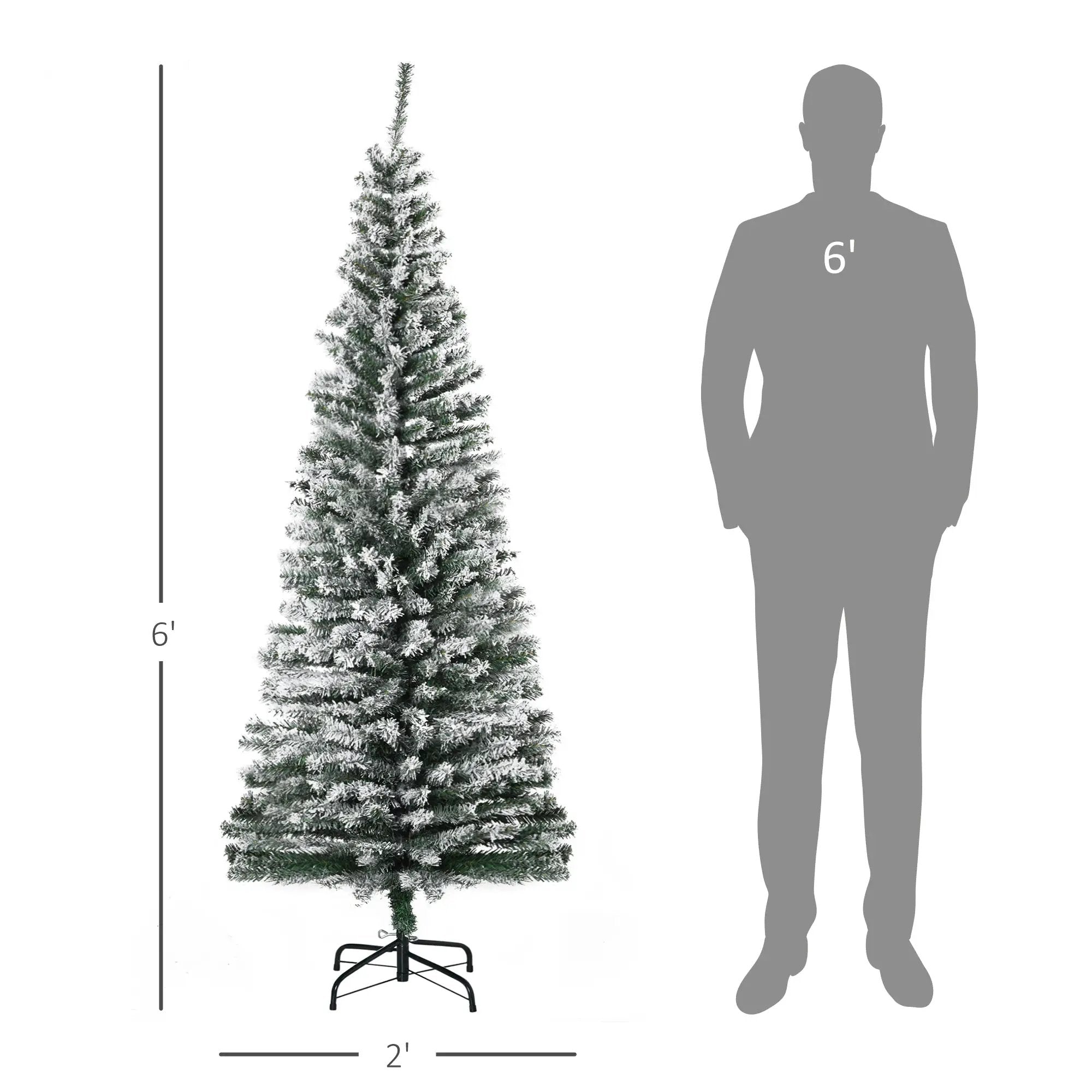 HOMCOM 6' Tall Unlit Snow-Flocked Slim Artificial Christmas Tree by HouseOfZazla