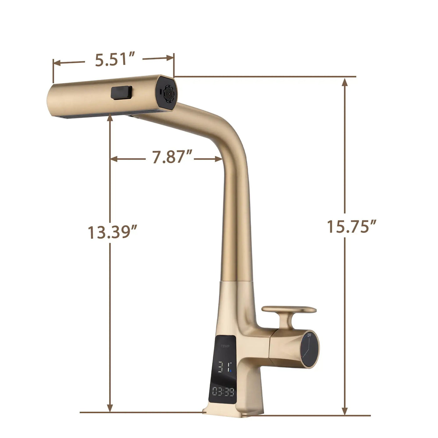 Waterfall Kitchen Faucet With Temperature Display And Pull Down Sprayer by HouseOfZazla
