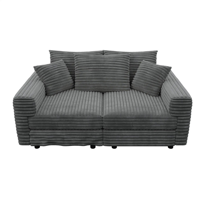Deep Seat Convertible Sofa With Soft Pillows And Ottomans