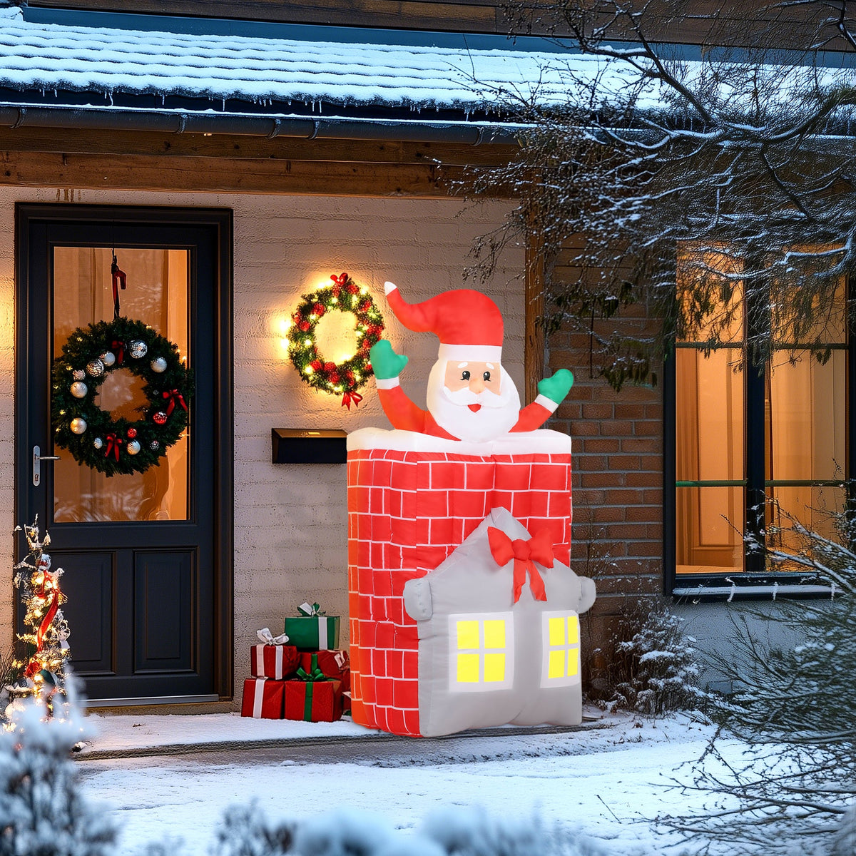 7FT Christmas Inflatable Santa in Chimney with LED Lights - Multi, photo 3 of 6