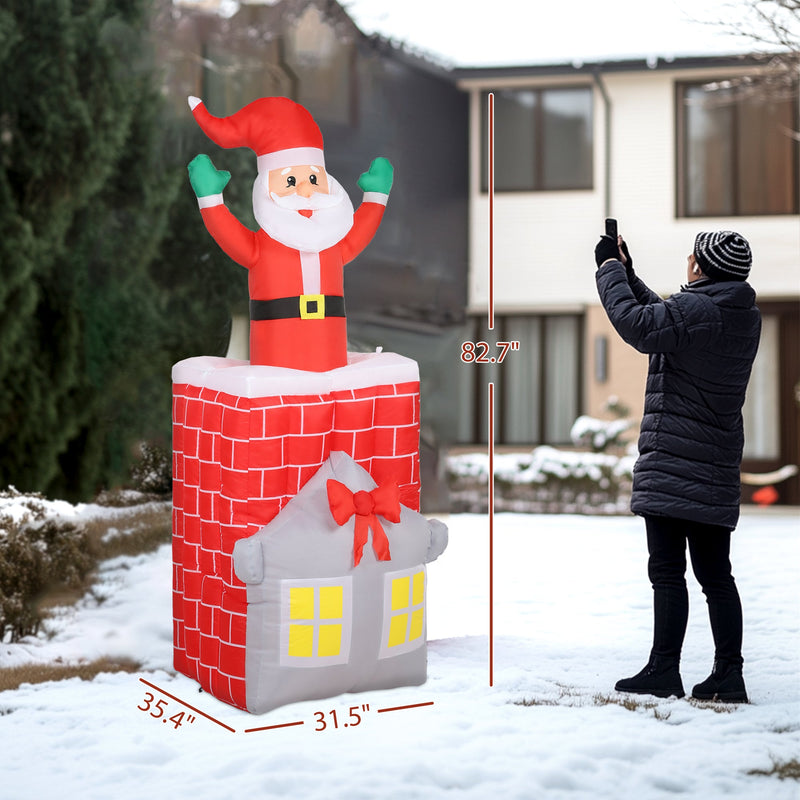 7FT Christmas Inflatable Santa in Chimney with LED Lights - Multi, photo 5 of 6
