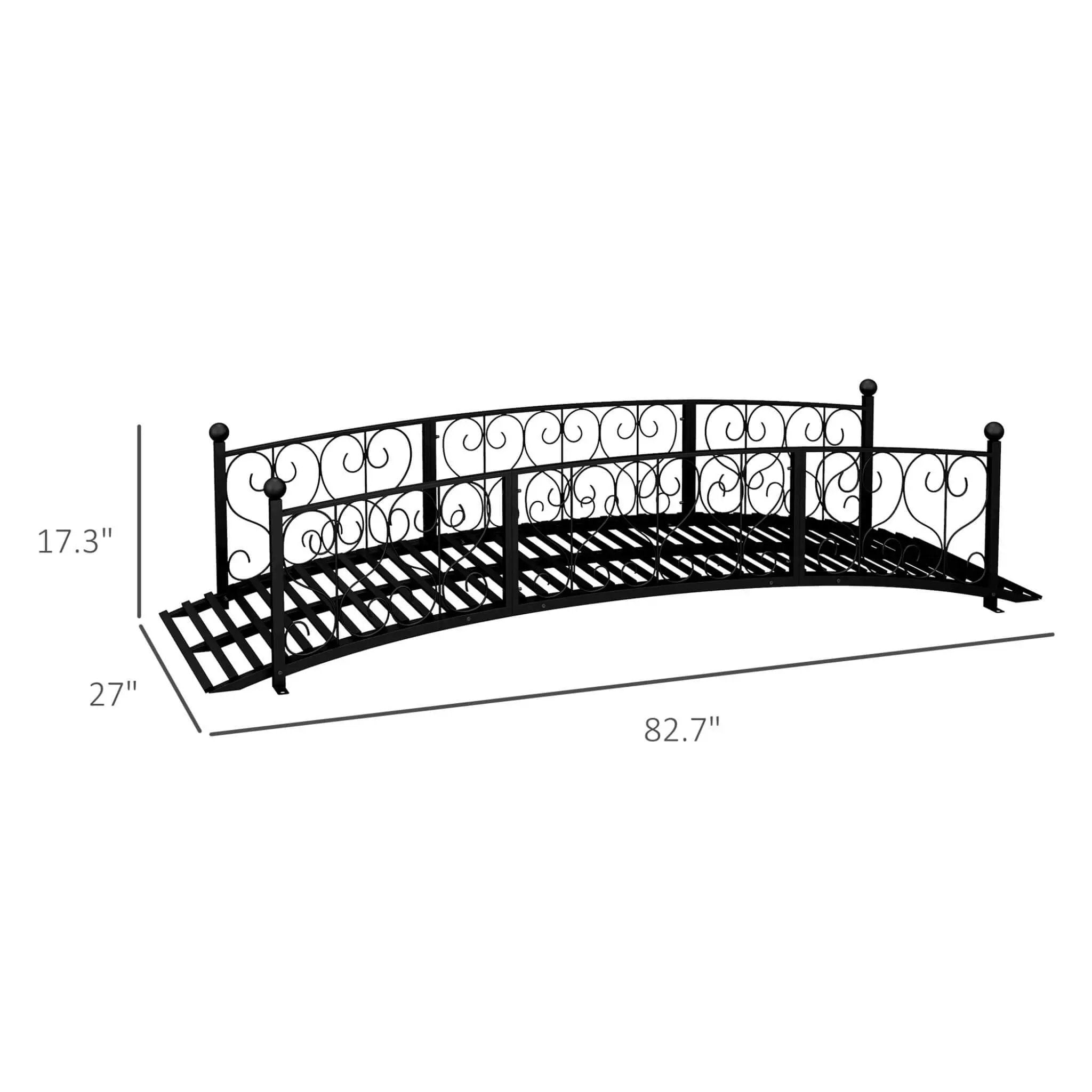 Alora 7FT Decorative Metal Arch Footbridge Garden Bridge With Safety Siderails (SAK53829) by SAKSBY WHOLESALE