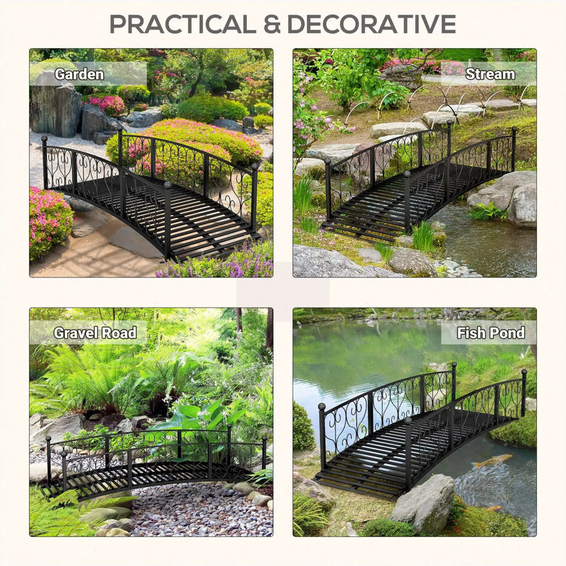 Alora 7FT Decorative Metal Arch Footbridge Garden Bridge With Safety Siderails (SAK53829) by SAKSBY WHOLESALE