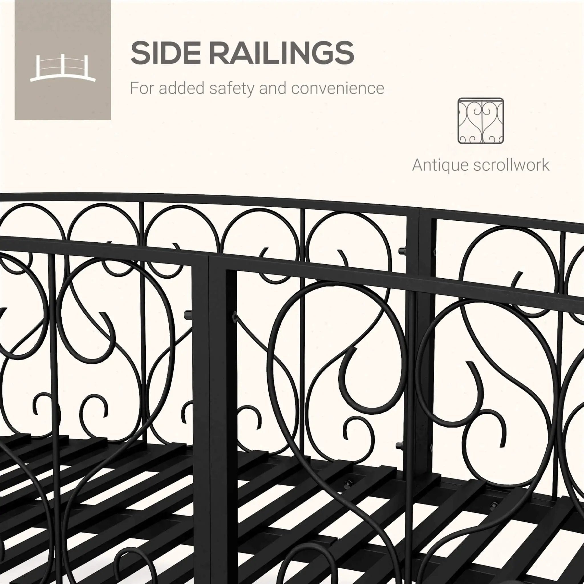 Alora 7FT Decorative Metal Arch Footbridge Garden Bridge With Safety Siderails (SAK53829) by SAKSBY WHOLESALE