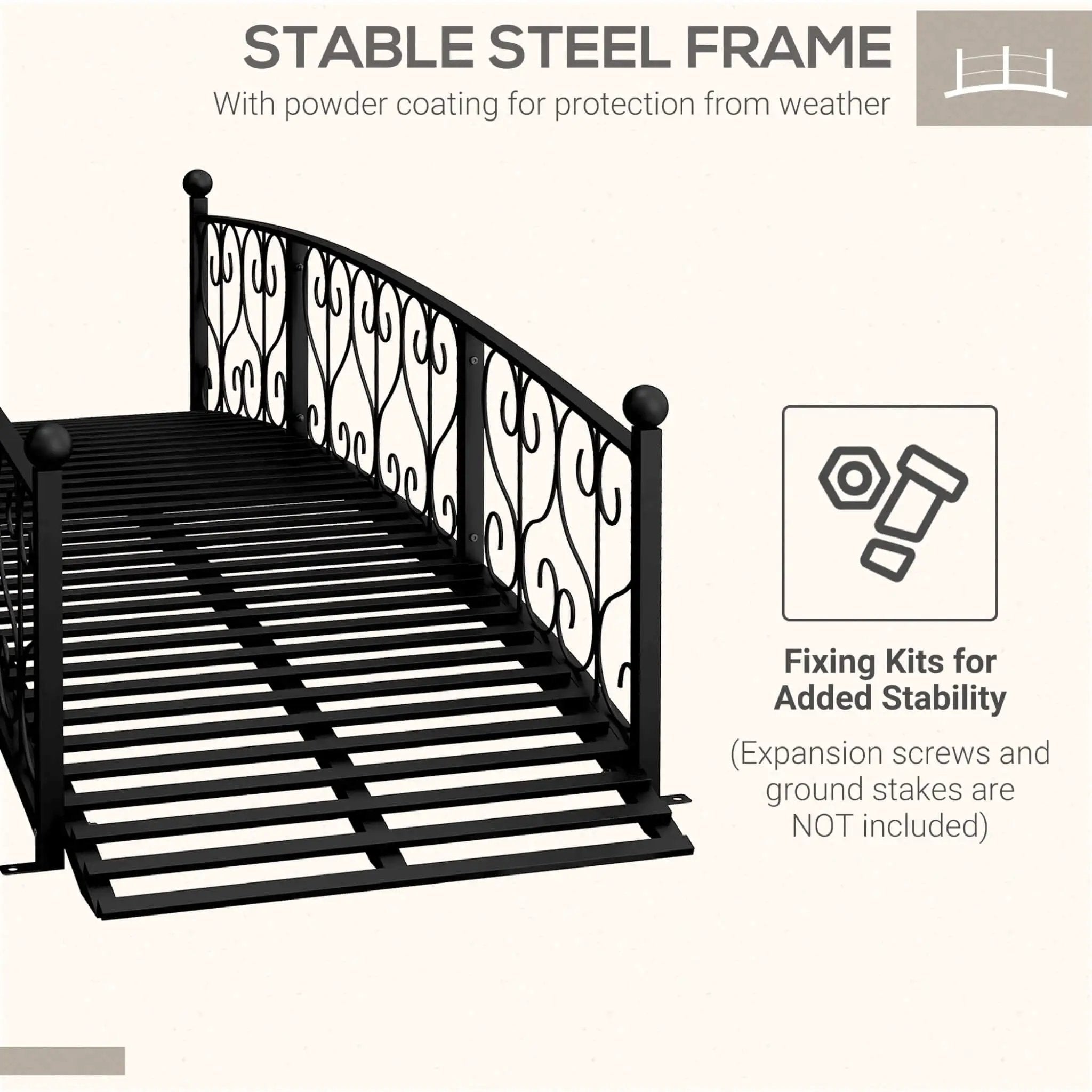 Alora 7FT Decorative Metal Arch Footbridge Garden Bridge With Safety Siderails (SAK53829) by SAKSBY WHOLESALE