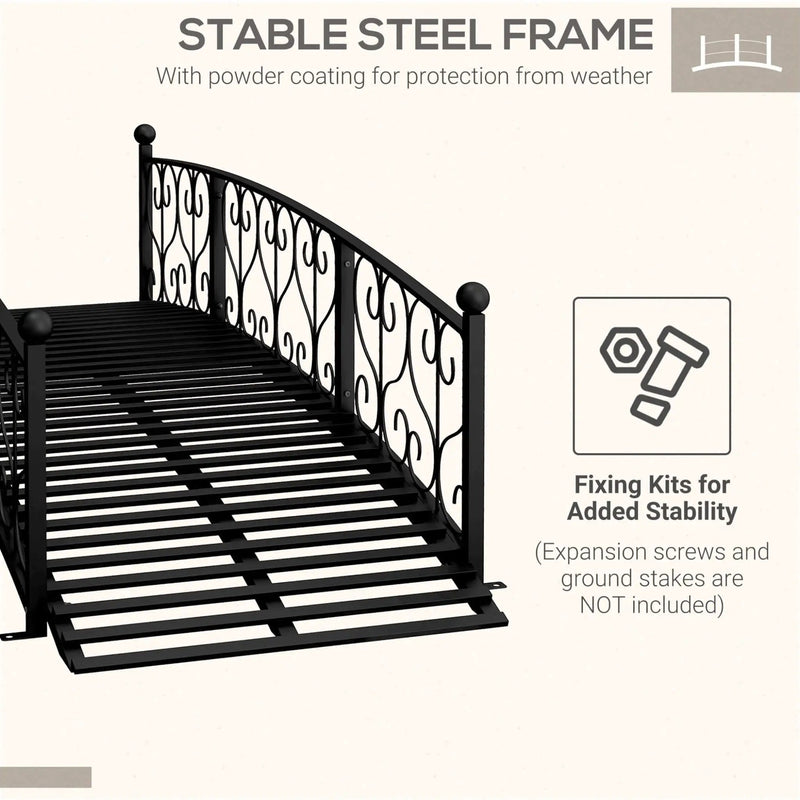 Alora 7FT Decorative Metal Arch Footbridge Garden Bridge With Safety Siderails (SAK53829) by SAKSBY WHOLESALE