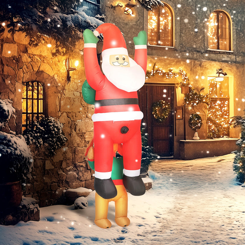 7ft Hanging Christmas Inflatable Santa with Dog with LED Lights - Brown, Green, Red, photo 4 of 8