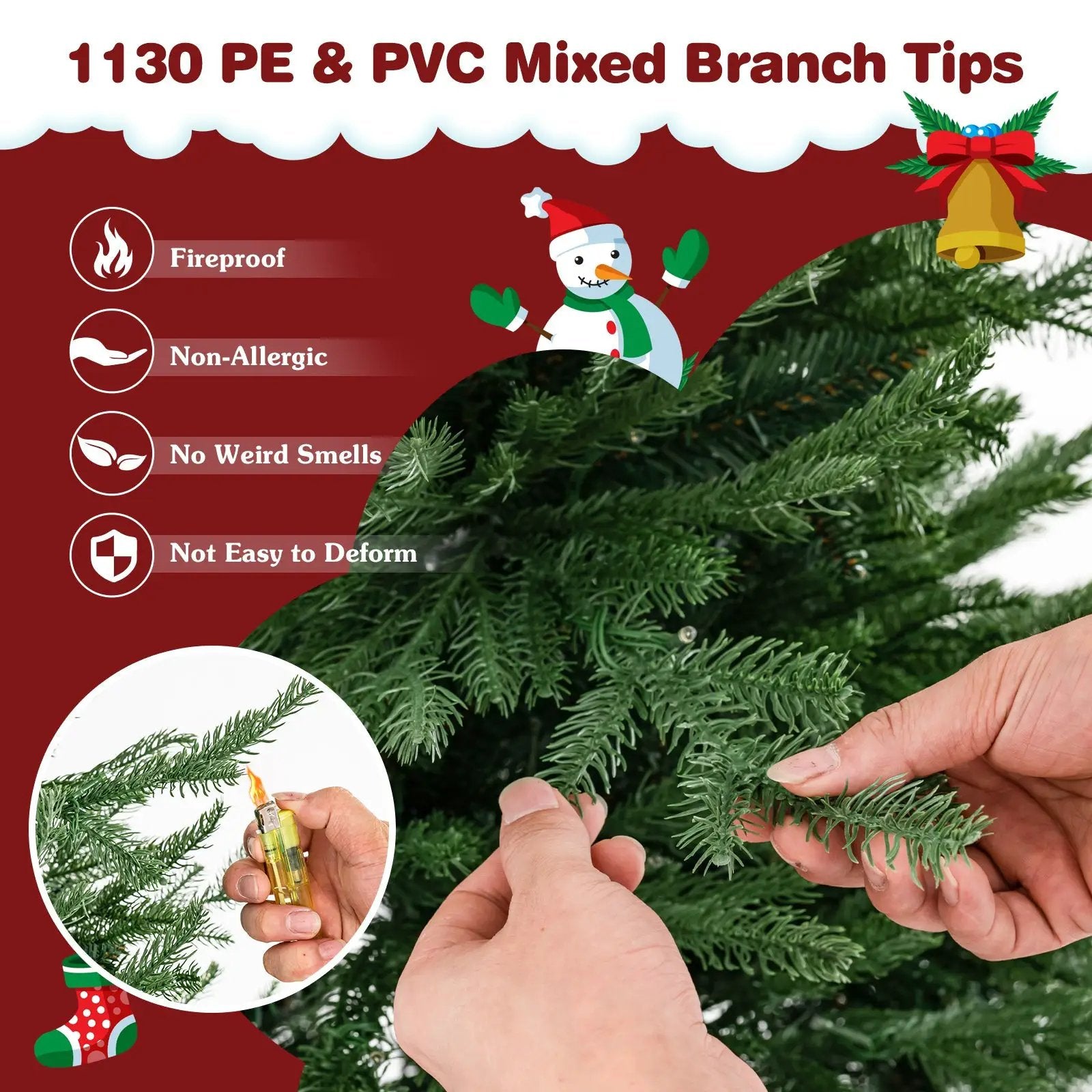 Pre-lit Christmas Tree with 280 Warm White LED Lights and 8 Lighting Modes by DirectDeals