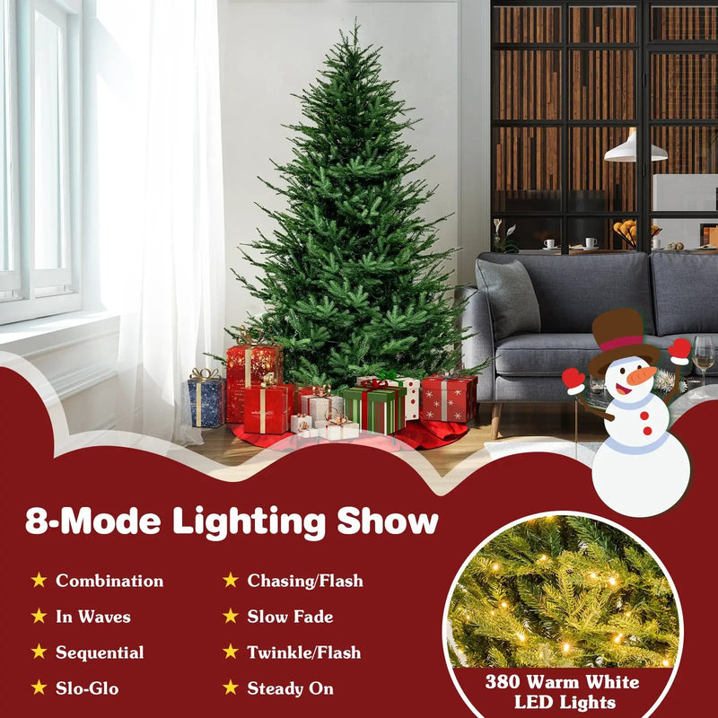 Pre-lit Christmas Tree with 280 Warm White LED Lights and 8 Lighting Modes by DirectDeals