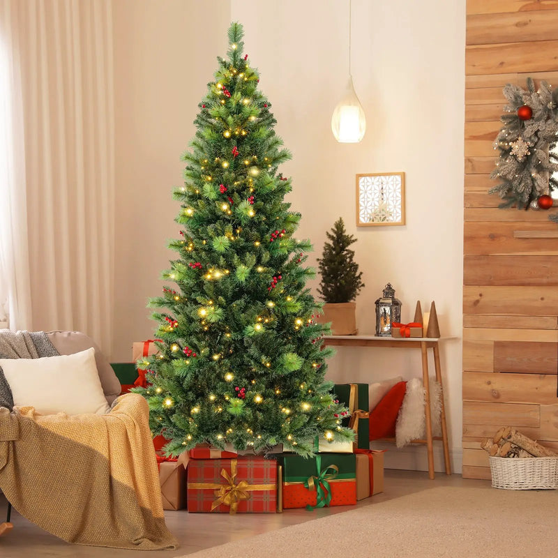 6/7/8 Feet Pre-Lit Artificial Christmas Tree with 300/400/500 LED Lights by DirectDeals