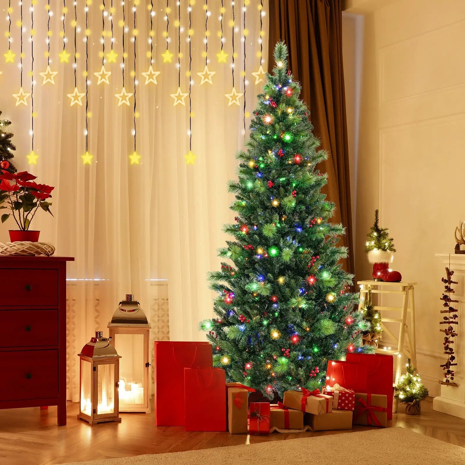 6/7/8 Feet Pre-Lit Artificial Christmas Tree with 300/400/500 LED Lights by DirectDeals