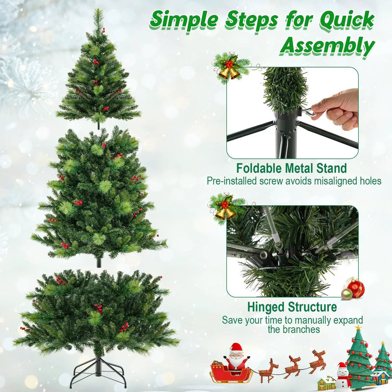 6/7/8 Feet Pre-Lit Artificial Christmas Tree with 300/400/500 LED Lights by DirectDeals