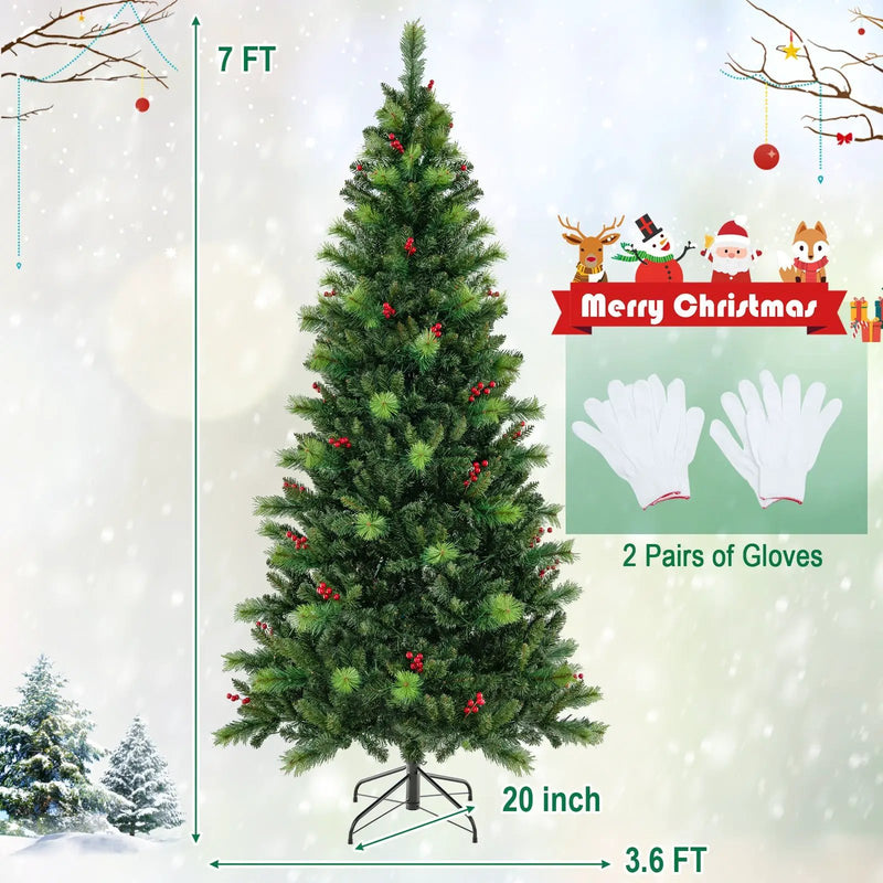 6/7/8 Feet Pre-Lit Artificial Christmas Tree with 300/400/500 LED Lights by DirectDeals