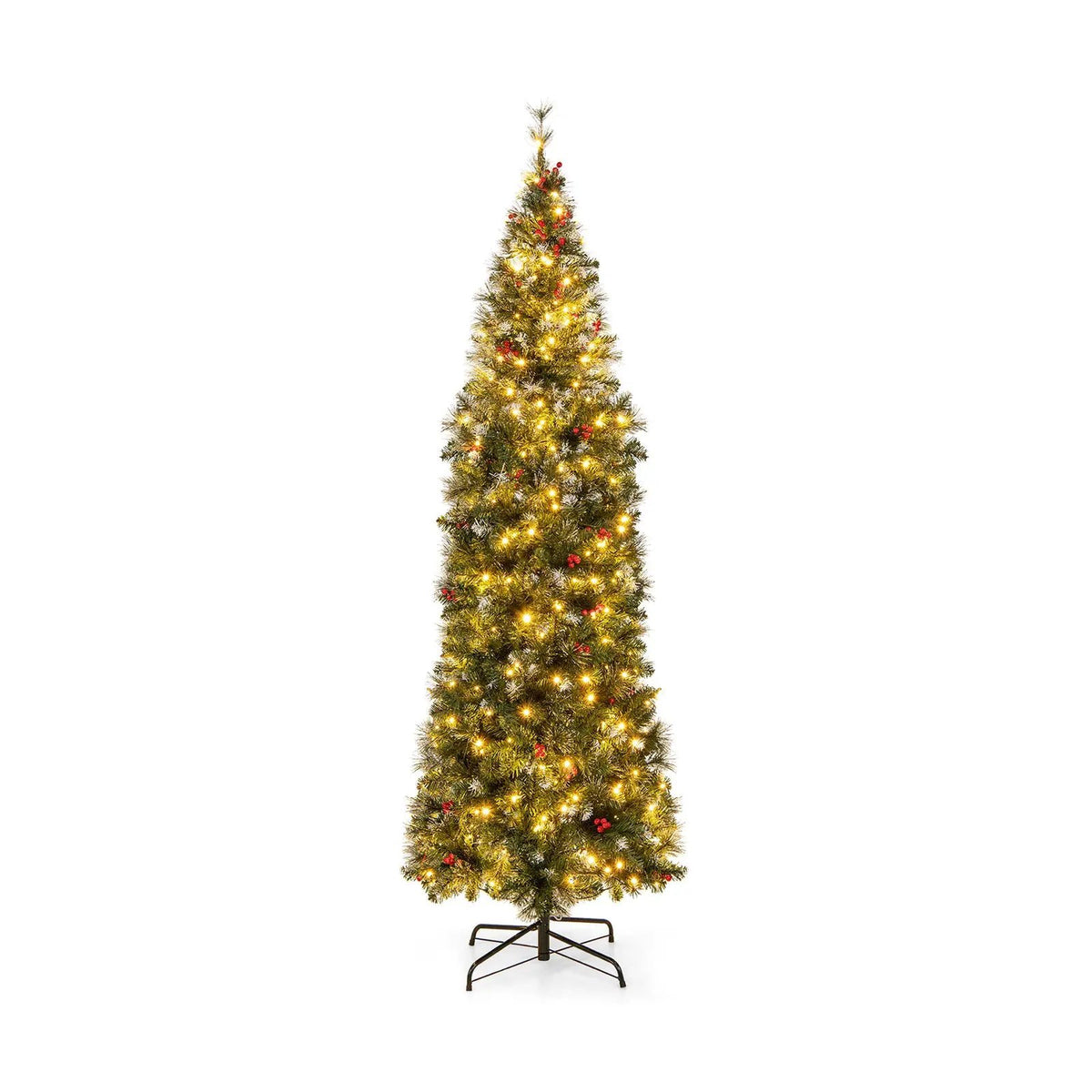5/6/7/8/9 FT Pre-Lit Artificial Hinged Slim Pencil Christmas Tree by DirectDeals