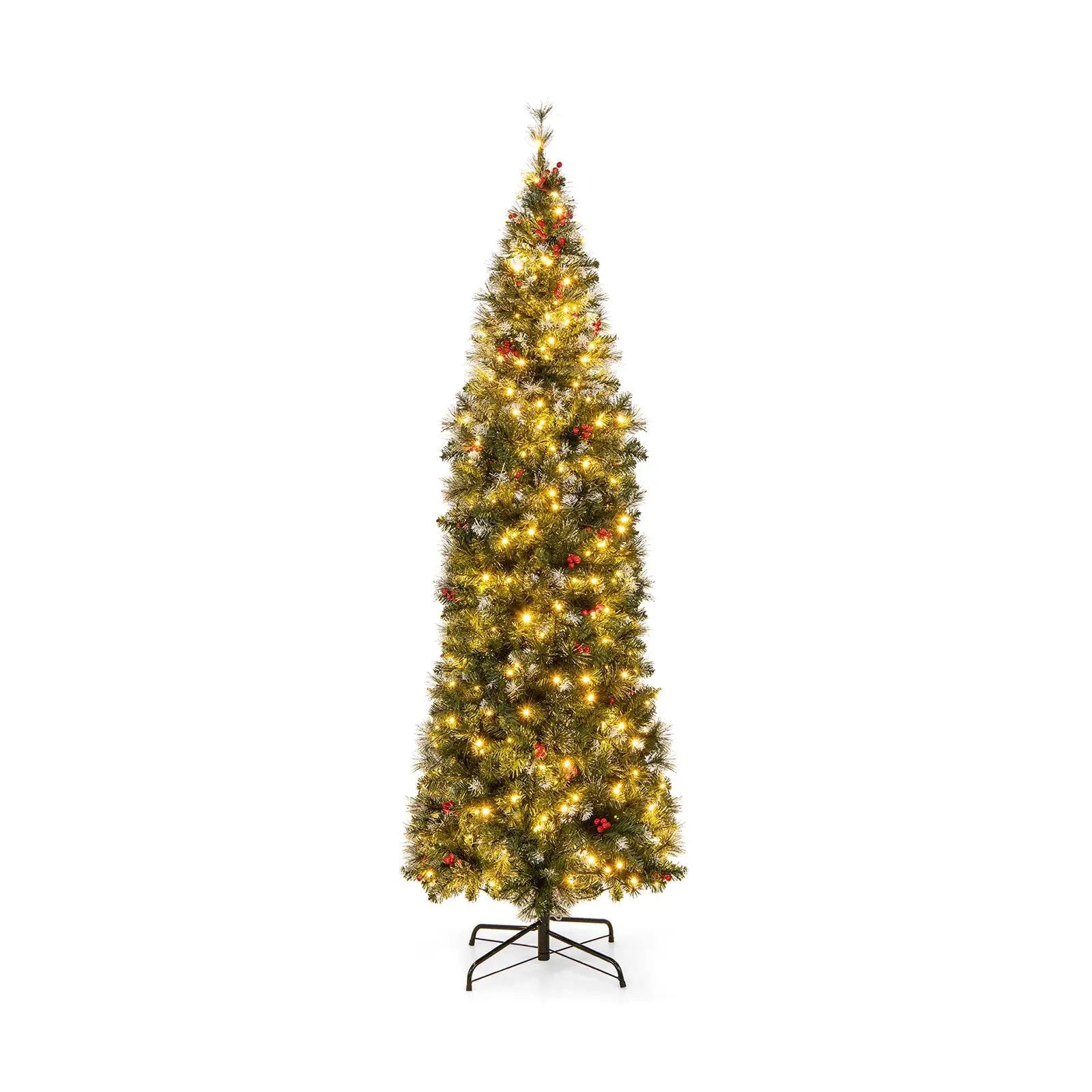 5/6/7/8/9 FT Pre-Lit Artificial Hinged Slim Pencil Christmas Tree by DirectDeals