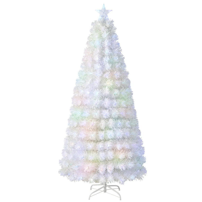 6/7 Feet Pre-Lit Fiber Optic White Snow-Flocked Artificial Christmas Tree by DirectDeals
