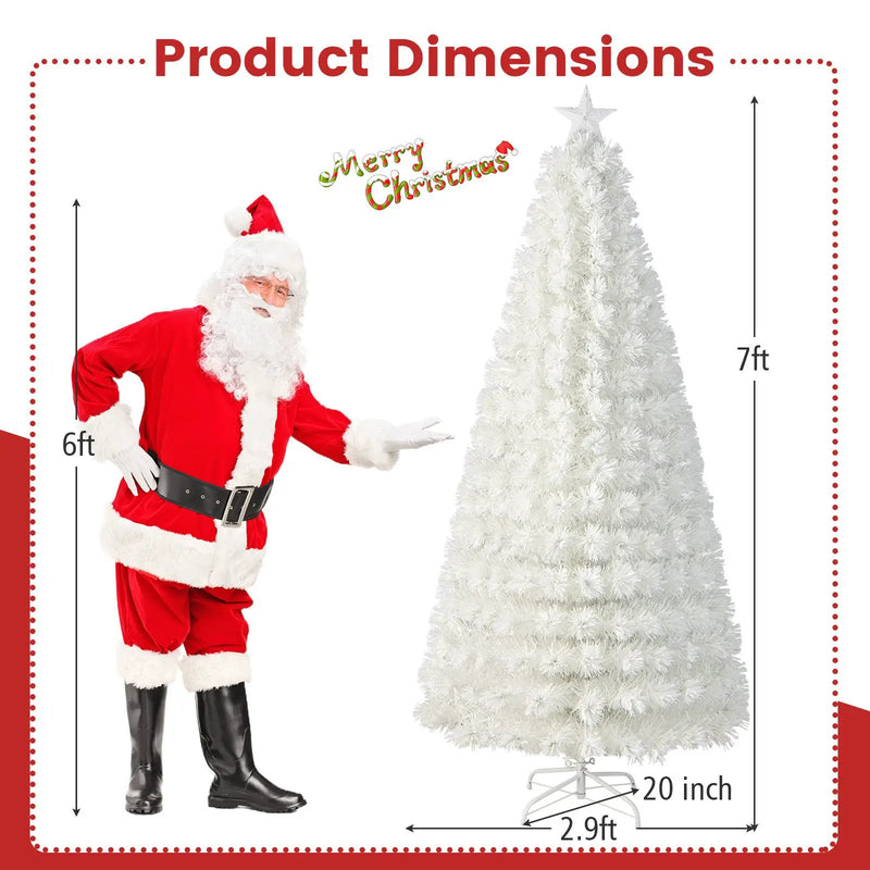 6/7 Feet Pre-Lit Fiber Optic White Snow-Flocked Artificial Christmas Tree by DirectDeals