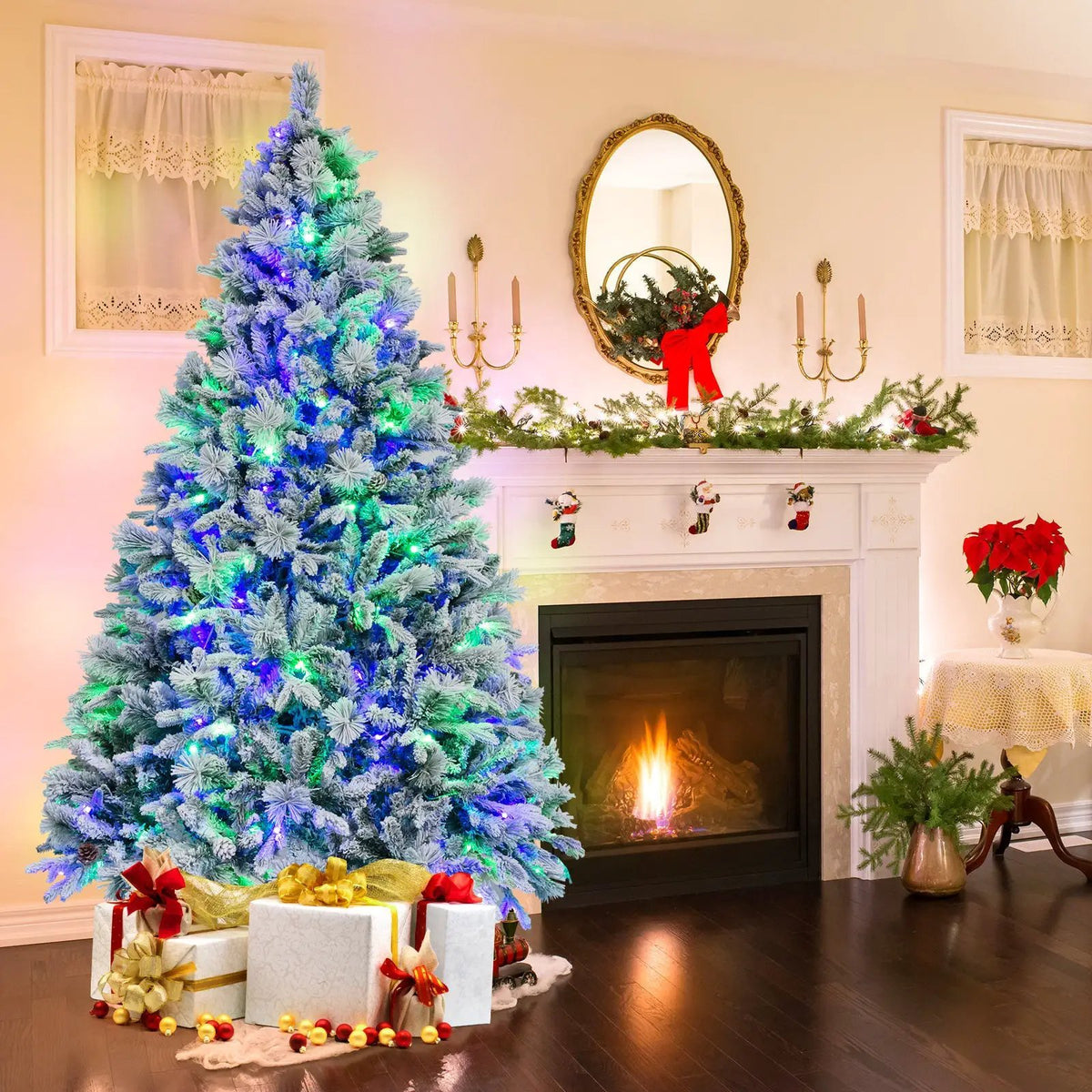 4.5/6/7 Feet Artificial Xmas Tree with Pine Needles and LED Lights by DirectDeals